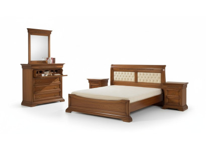 Lit Lit 2x Tables de chevet Bois Design Lits Chambre 5 pièces ensembles