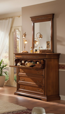 Commode avec miroir en bois Design 2 pcs. Suite de chambre Buffet