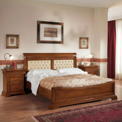 Chambre lit complet 2x tables de chevet Ensemble mobilier de luxe 3 pièces. Marron