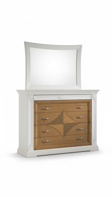 Commode avec miroir Buffets en bois Commodes Meubles 2pcs Blanc Italie