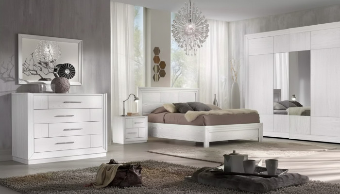 Ensemble de chambre de luxe complet Lit 2x Tables de chevet Armoire