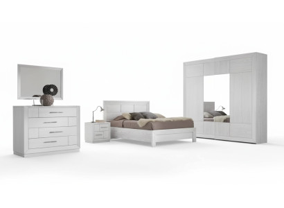 Ensemble de chambre de luxe complet Lit 2x Tables de chevet Armoire