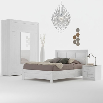 Conception Chambre 3 pièces. Lit 2x Tables de chevet Ensemble de meubles de luxe moderne neuf