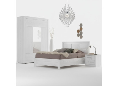 Conception Chambre 3 pièces. Lit 2x Tables de chevet Ensemble de meubles de luxe moderne neuf