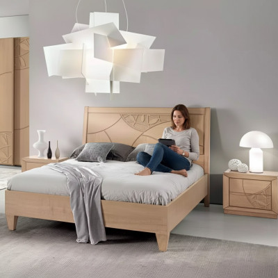 Conception Chambre 3 pcs. Lit 2x Tables de chevet Ensemble de lits de luxe modernes