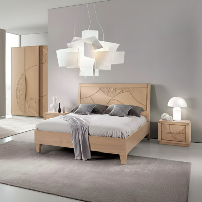Conception Chambre 3 pcs. Lit 2x Tables de chevet Ensemble de lits de luxe modernes