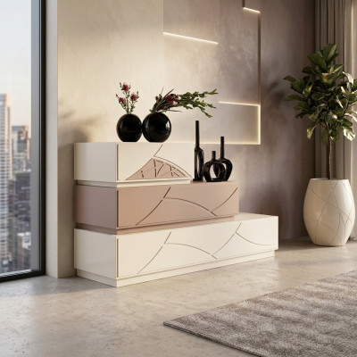 Italian Furniture Design Commode Moderne en Bois de Luxe Beige nouveau