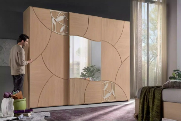 Porte coulissante de placard Armoire Chambre Mur en bois Miroir nouveau