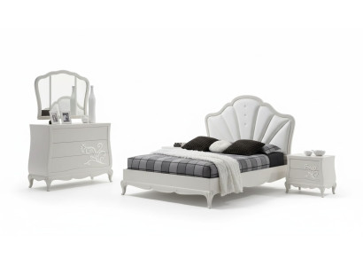 Ensemble de chambre de luxe 5 pièces. Lit 2x Tables de chevet Commode Meubles de designer