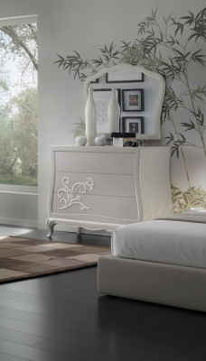 Commode de luxe avec miroir Commodes Console en bois Design moderne Gris