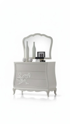 Commode de luxe avec miroir Commodes Console en bois Design moderne Gris