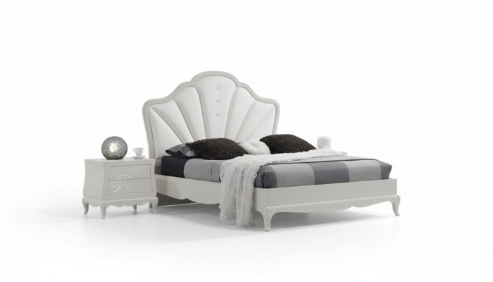Chambre à coucher 3 pièces. Ensemble Lit 2x Tables de chevet Design moderne Lits gris