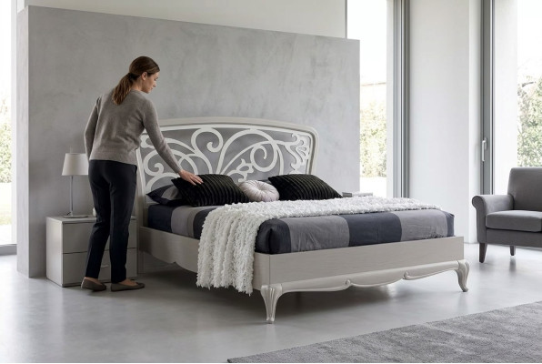 Chambre à coucher italienne Lit Mobilier de luxe Gris Design de meubles Lits neuf