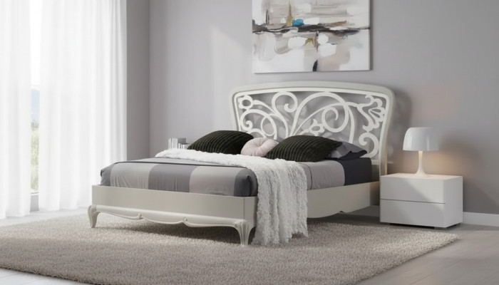 Chambre à coucher italienne Lit Mobilier de luxe Gris Design de meubles Lits neuf