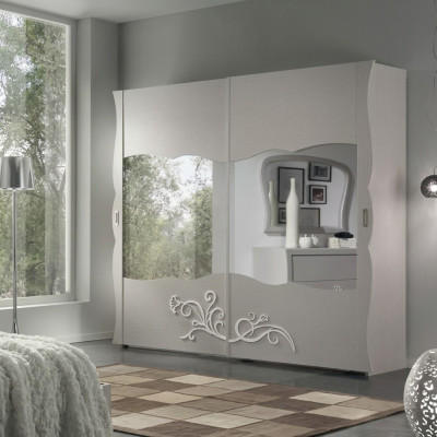 Armoire Armoire Mobilier de Luxe en Bois pour Chambre Gris Moderne