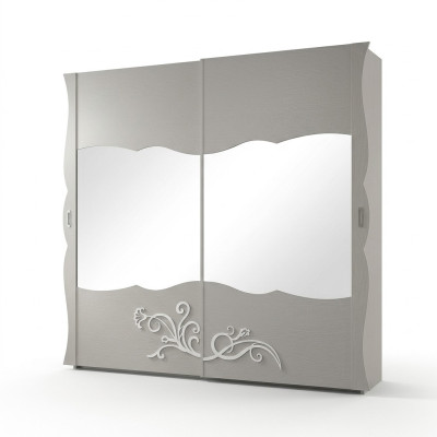 Armoire Armoire Mobilier de Luxe en Bois pour Chambre Gris Moderne