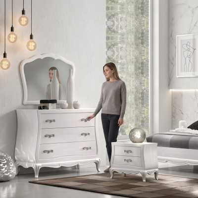 Commode avec miroir Commodes en bois Meubles modernes Chambre à coucher Blanc nouveau