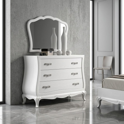 Commode avec miroir Commodes en bois Meubles modernes Chambre à coucher Blanc nouveau