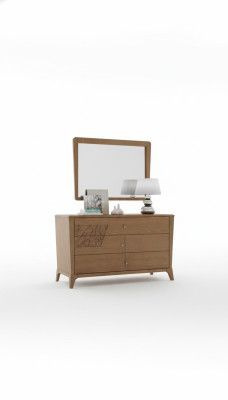 Commode de chambre avec miroir Meuble en bois Armoire Marron Moderne neuf