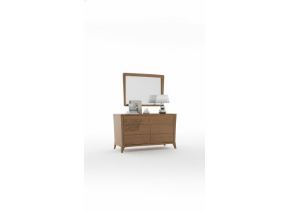 Commode de chambre avec miroir Meuble en bois Armoire Marron Moderne neuf