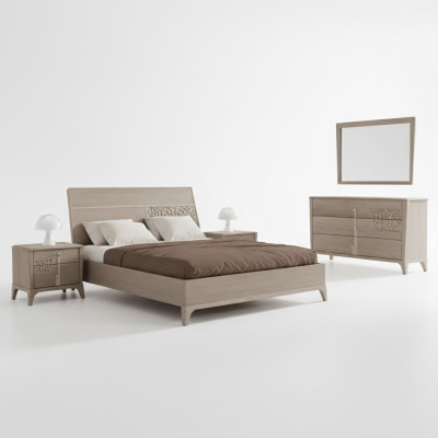 Ensemble de chambre à coucher Designer de luxe complet comprenant 2 tables de chevet 3 pièces.