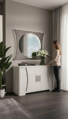 Commode avec miroir Luxueuse commode Console de chambre à coucher nouvelle ensemble de 2 pièces.