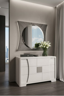 Commode avec miroir Luxueuse commode Console de chambre à coucher nouvelle ensemble de 2 pièces.