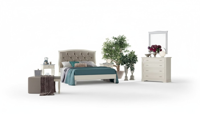 Lit 2x Tables de chevet 5 pièces. Design de chambre de luxe Commode Terminez-le