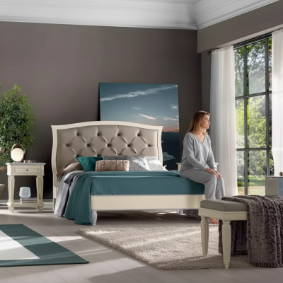Lit 2x Tables de chevet 3 pcs. Ensemble de chambre Design Moderne de Luxe Groupe
