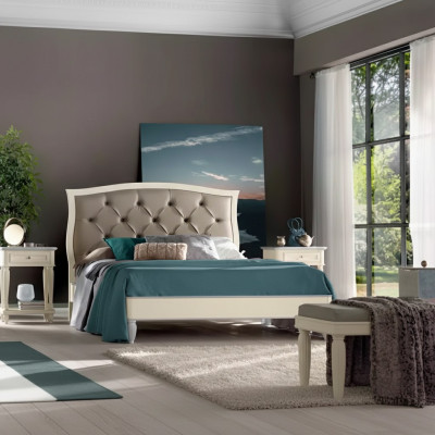 Lit 2x Tables de chevet 3 pcs. Ensemble de chambre Design Moderne de Luxe Groupe