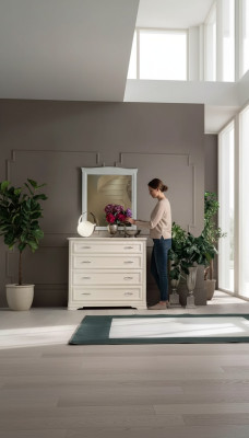 Commode avec miroir Commodes en bois Meubles Armoire moderne Beige 2 pièces. nouveau