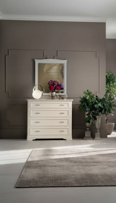 Commode avec miroir Commodes en bois Meubles Armoire moderne Beige 2 pièces. nouveau