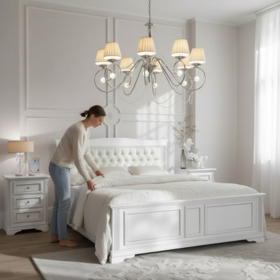 Ensemble de chambre à coucher complet Lit 2x Tables de chevet 3 pcs. Designer de luxe