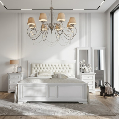 Ensemble de chambre à coucher complet Lit 2x Tables de chevet 3 pcs. Designer de luxe
