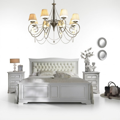 Ensemble de chambre à coucher complet Lit 2x Tables de chevet 3 pcs. Designer de luxe
