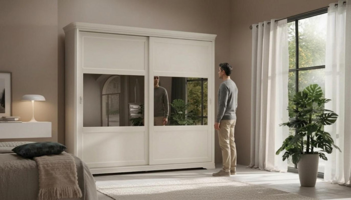 Portes coulissantes d'armoire Meubles d'armoire pour chambre en bois neuf