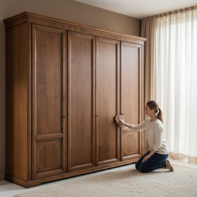 Armoire Armoire Luxe Design en Bois Mobilier Chambre Marron neuf