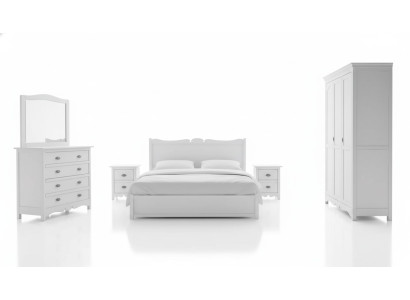 Chambre à coucher moderne Lit 2x Tables de chevet Commode Armoire Ensemble