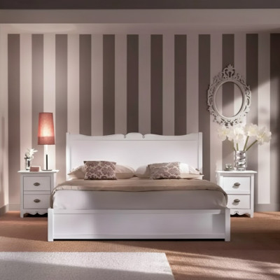 Chambre Design Moderne Chambre de Luxe Lit 2x Tables de chevet 3 pièces