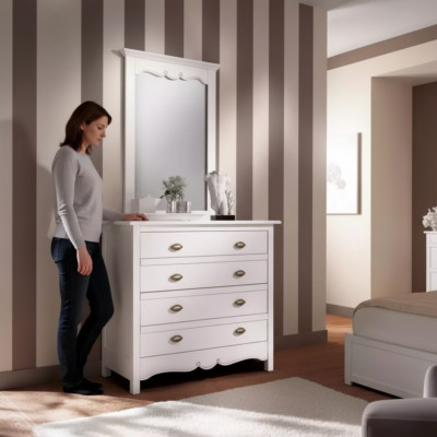 Ensemble de meubles de 2 pièces en bois de design italien, style de meuble de luxe, commode avec miroir