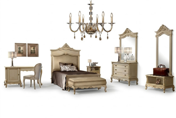 Ensemble de chambre à coucher Lit Table de chevet Bois Commode Luxe Moderne 7 pièces. nouveau