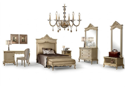 Ensemble de chambre à coucher Lit Table de chevet Bois Commode Luxe Moderne 7 pièces. nouveau