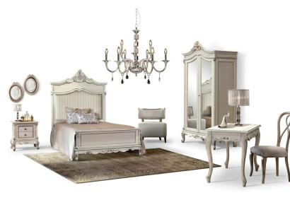 Ensemble de chambre à coucher Style Moderne Lit Table de chevet Bureau Mobilier 4 pièces.