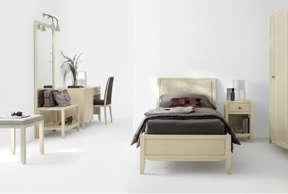 Ensemble complet de chambre de luxe Beige Bureau Lit Table de chevet neuf