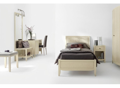 Ensemble complet de chambre de luxe Beige Bureau Lit Table de chevet neuf