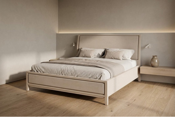 Lit double Lits Chambre à coucher Design de lit Mobilier de lit Lit en bois massif Nouveau