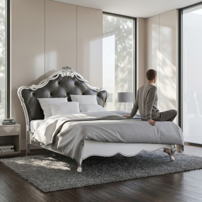 Design de literie de luxe pour lits doubles. Chambre à coucher italienne en bois massif.
