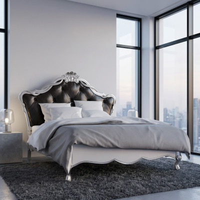 Design de literie de luxe pour lits doubles. Chambre à coucher italienne en bois massif.