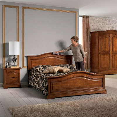 Lit double Mobilier italien Lit de luxe en bois Cadre de lit Chambre à coucher neuve