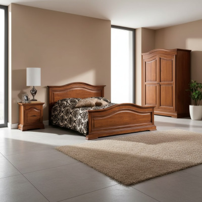 Lit double Mobilier italien Lit de luxe en bois Cadre de lit Chambre à coucher neuve